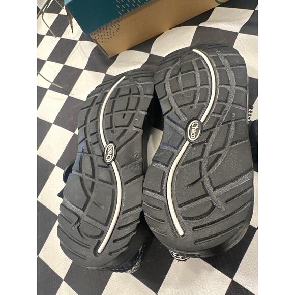 Chaco Mega Z Cloud Prong Black White Stripe Wide Strap Sandals Women’s Size 8M - Picture 5 of 5